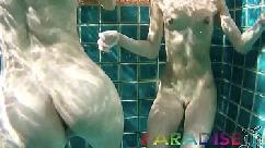 Fox twins swim naked and let boyfriend fuck them underwater