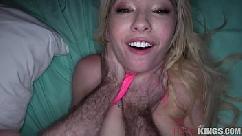 Cute blonde petite babysitter gets caught with big dick bf